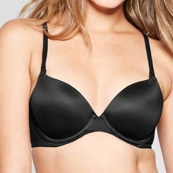 Auden Nursing Maternity Full Coverage Black T-Shirt Bra -A - Picture 1 of 7